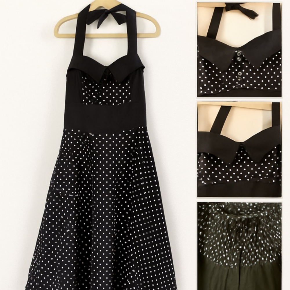 XS Woman’s Black and White Polka Dot Halter Dress dress